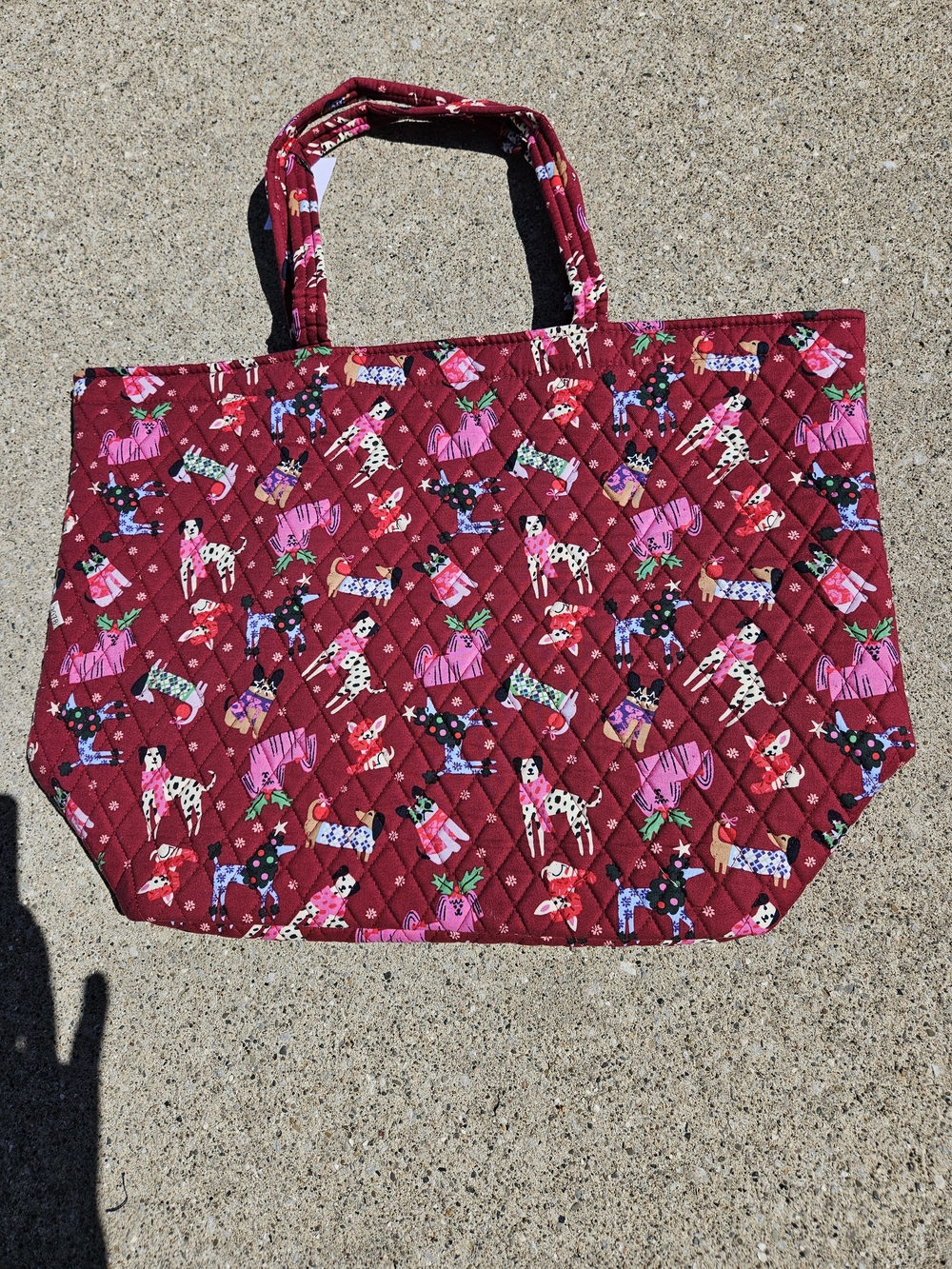 Vera Bradley Quilted Red Tote with Multicolor Dog Print